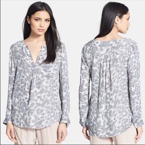 Joie Deon Silk Animal Print Popover Blouse